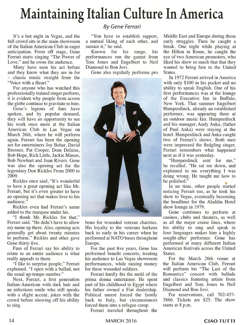 Ciao Tutti Article March 2016